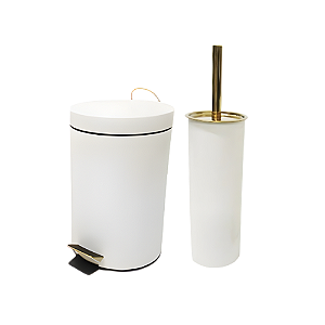 Kit Agnes 2 peças Branco e Dourado em Aço Inox