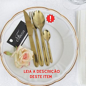 Faqueiro Dourado Eleganza 24 peças em Aço Inox Fineza OUTLET