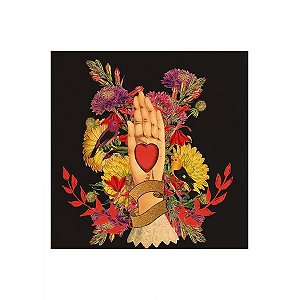 Quadro Mão Coração Floral (20x20cm)