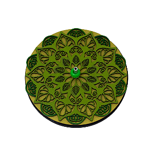 Porta-Inceso Mandala Verde&Dourado