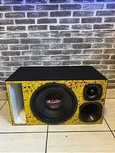 CAIXA TRIO MASTER 620 RMS AMARELA BOCAL DE PLÁSTICO COM DRIVER COMPET E TWITTER UNLIKE 100 RMS
