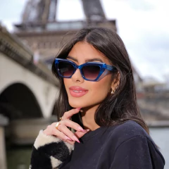 Óculos de Sol Gatinho Blogueira Sara - Azul - Acetato