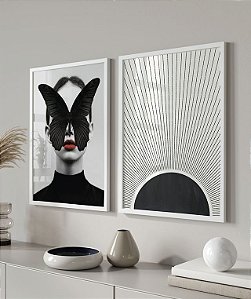 Dois Quadros - Mulher Borboleta e Abstrato