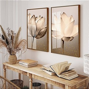 Dois Quadros - Flores Bege
