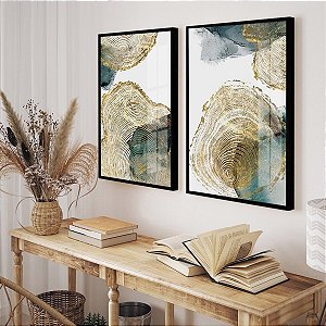 Dois Quadros - Abstrato Verde Moderno