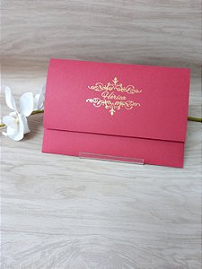Envelope aba Reta vermelho com monograma em HotStamping