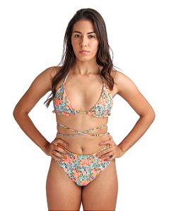 Top Life Triângulo com Babado Versaty Animal Print Color