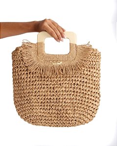 Bag Mid Alça De Madeira Dupla