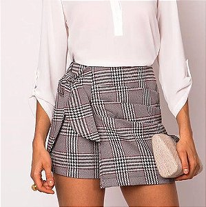 Colete Alfaiataria com Shorts-Saia Xadrez - LadyBug Style