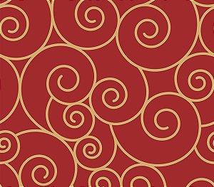 Caracol DESENHO 1166-58 Vermelho com Dourado Tricoline 100% Algodão NATAL (0,50 compr. x largura 1,50mt)