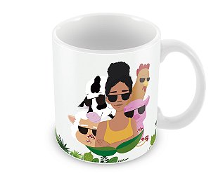 Caneca porcelana branca personalizada I'm vegan Eu sou vegano