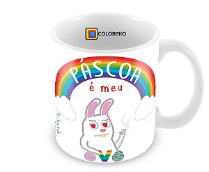 Caneca porcelana branca personalizada Páscoa é meu ovo