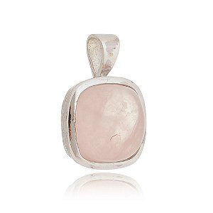 PINGENTE DE PRATA LUXO COM QUARTZO ROSA