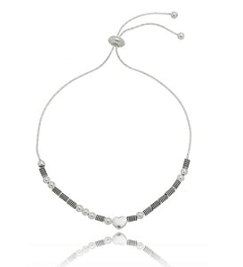 Pulseira De Prata Coração Ajustável – Joia em Prata 925 de Qualidade