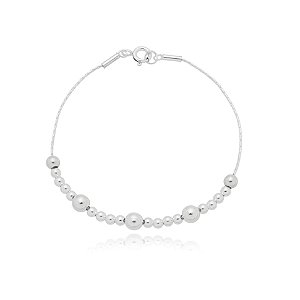 Pulseira De Prata Lisa Bolinhas – Joia em Prata 925 de Qualidade
