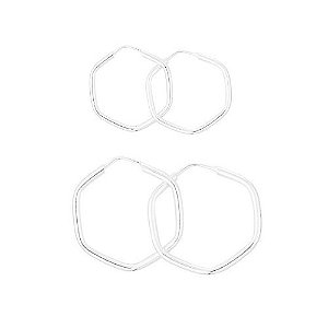 Duo De Argolas Sextavada Em Prata – Joia em Prata 925 de Qualidade