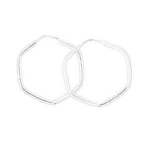 Argola De Prata Sextavada 2,8 Cm – Joia em Prata 925 de Qualidade