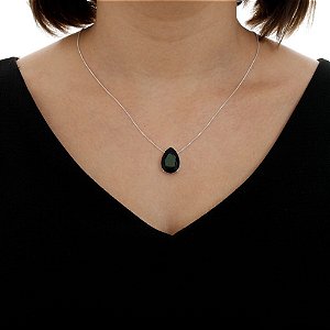 Colar De Prata Gota Negra – Joia em Prata 925 de Qualidade