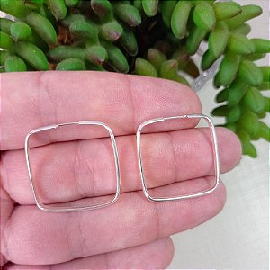 Argola De Prata Quadrada Fio Meia Cana 2,5 Cm – Joia em Prata 925 de Qualidade