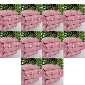 KIT 10 ARGOLA DE PRATA REDONDA FIO MEIA CANA 2,7 CM