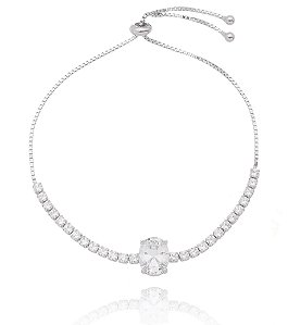 Pulseira De Prata Riviera Oval Ajustável – Joia em Prata 925 de Qualidade