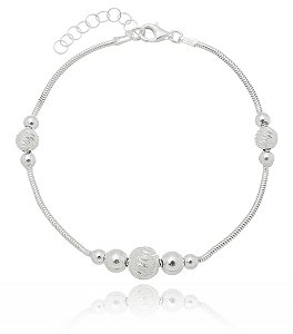 Pulseira De Prata Rabo De Rato Com Bolas – Joia em Prata 925 de Qualidade