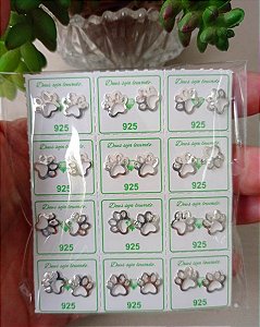 CARTELA DE BRINCOS PATINHA EM PRATA COM 12 PARES