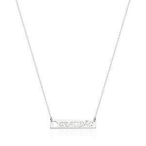 Colar De Prata Placa Gratidão – Joia em Prata 925 de Qualidade