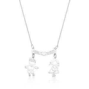 Colar De Prata Casal Amor Eterno – Joia em Prata 925 de Qualidade