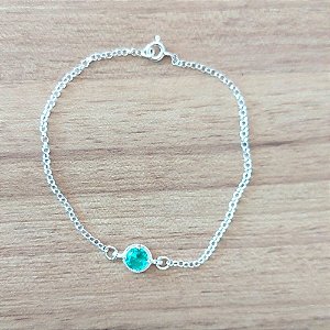 Pulseira De Prata Ponto De Luz Verde – Joia em Prata 925 de Qualidade