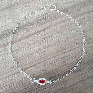 PULSEIRA DE PRATA DELICADA ZIRCÔNIA VERMELHA