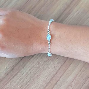 Pulseira De Prata Gotinhas Pedra Da Lua – Joia em Prata 925 de Qualidade