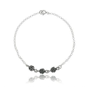 Pulseira De Prata Três Mini Rosinhas – Joia em Prata 925 de Qualidade