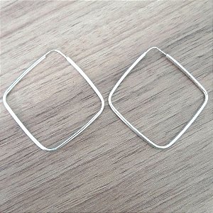 Argola De Prata Losango Fio Redondo 4,5Cm – Joia em Prata 925 de Qualidade