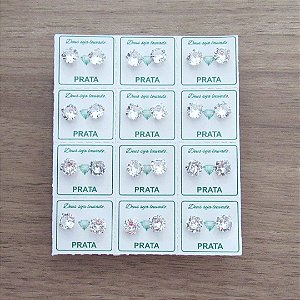 KIT 12 BRINCOS DE PRATA ZIRCÔNIA REDONDA 6MM
