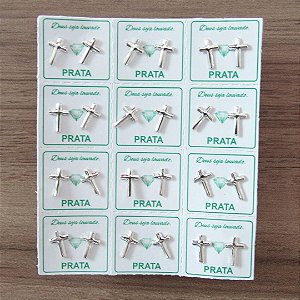 KIT 12 BRINCOS DE PRATA CRUZ