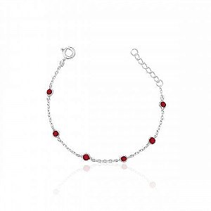 Pulseira De Prata Infantil Bolinha Vermelha  – Joia em Prata 925 de Qualidade