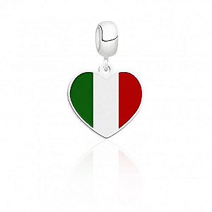 Berloque De Prata Coração Italia – Joia em Prata 925 de Qualidade