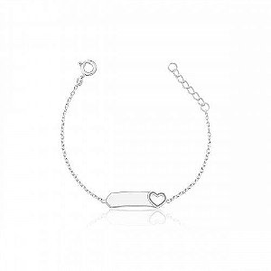 Pulseira De Prata Infantil Coração Vazado – Joia em Prata 925 de Qualidade