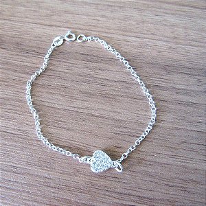 Pulseira De Prata Coração Com Zircônia – Joia em Prata 925 de Qualidade