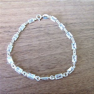 PULSEIRA DE PRATA RETÂNGULO ZIRCÔNIA BAGUETE