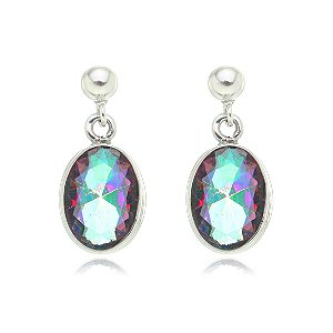 Brinco De Prata Pedra Natural Quartzo Místico – Joia em Prata 925 de Qualidade