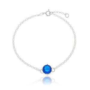 PULSEIRA DE PRATA PONTO DE LUZ AZUL ESCURO