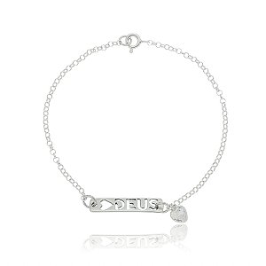 Pulseira De Prata Amor A Deus – Joia em Prata 925 de Qualidade