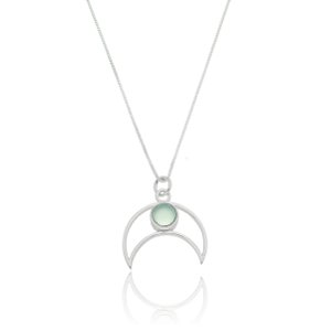 Colar De Prata Lua Com Pedra Natural – Joia em Prata 925 de Qualidade