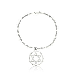 PULSEIRA DE PRATA MASCULINA ESTRELA DE DAVI