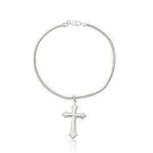 PULSEIRA DE PRATA MASCULINA CRUZ LISA