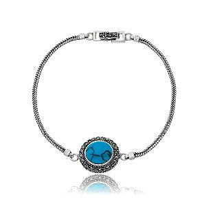 Pulseira De Prata Turquesa E Marcassitas – Joia em Prata 925 de Qualidade