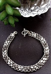 Pulseira De Prata Pikun E Losangos – Joia em Prata 925 de Qualidade
