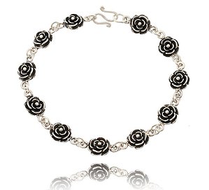 PULSEIRA DE PRATA DE BALI ROSINHAS